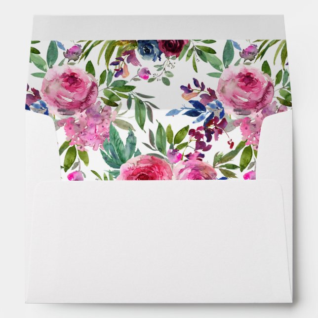 Hot Pink & Navy Blue Floral Envelope V3B (Back (Bottom))