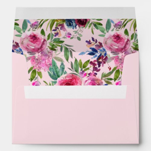 Hot Pink  Navy Blue Floral Envelope V3B Pink