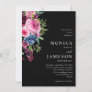 Hot Pink & Navy Blue Floral Wedding Invitation 3 B