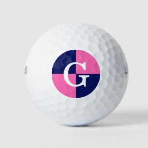 Hot Pink Navy Blue LG Checker Monogram Golf Balls