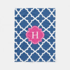 Hot Pink & Navy Monogram | Fleece Blanket