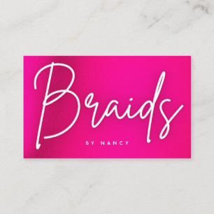 Hot Pink Neon Braids Business Card