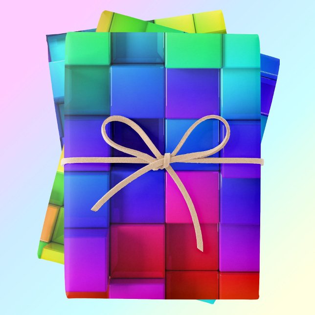 Hot Pink Neon Green Blue Violet Gift Wrapping Paper Sheets (Creator Uploaded)
