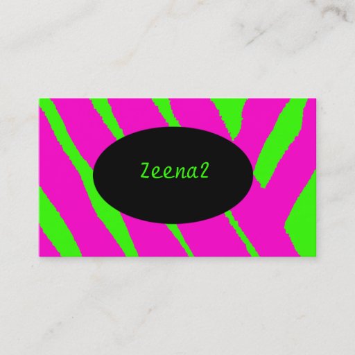 Customizable Hot Pink Neon Green Zebra Fashion Business Cards
