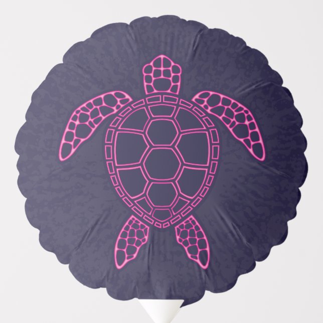 Hot Pink Neon Lava Sea Turtle Design Balloon (Front)