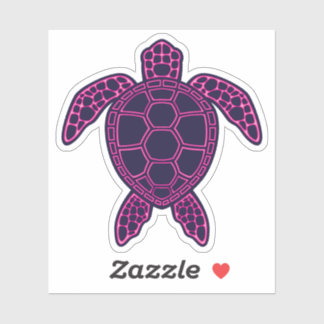 Hot Pink Neon Lava Sea Turtle Design Sticker