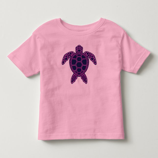 Hot Pink Neon Lava Sea Turtle Design Toddler T-shirt (Front)