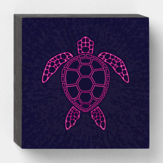 Hot Pink Neon Lava Sea Turtle Design Wooden Box Sign