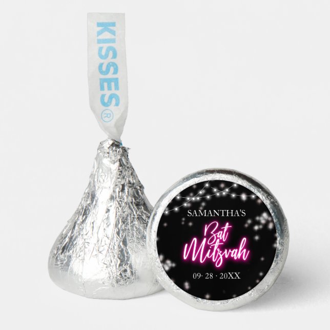 Hot Pink Neon-Themed Bat Mitzvah  Hershey®'s Kisses® (Front)
