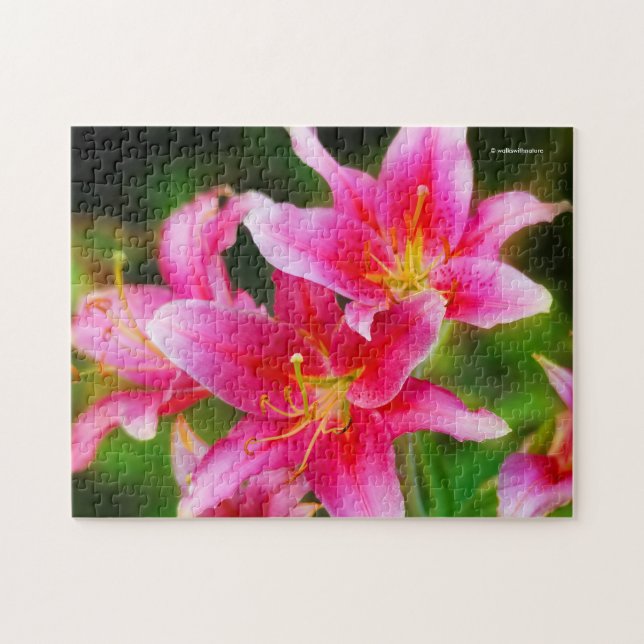 Hot Pink Olympic Torch Lilies Jigsaw Puzzle (Horizontal)