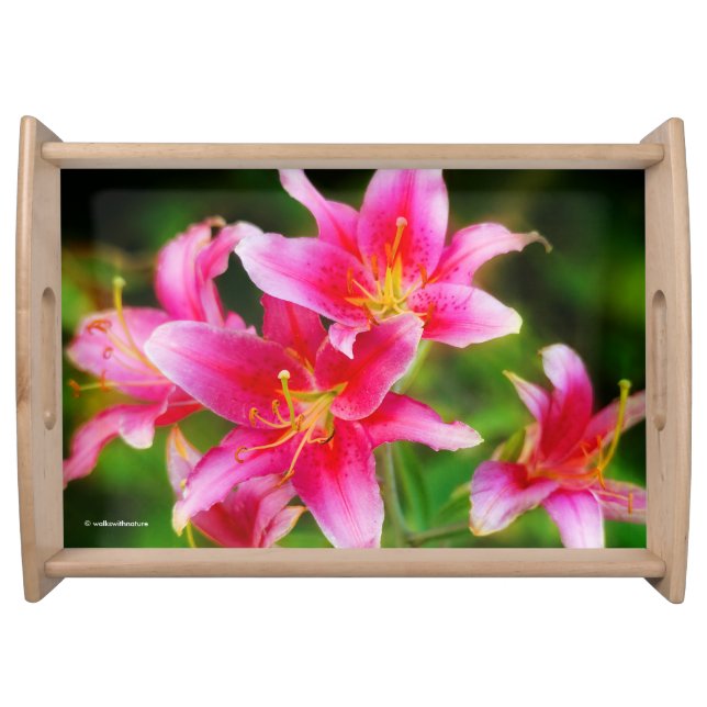 Hot Pink Olympic Torch Lilies Serving Tray (Front)