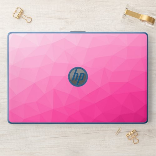 Hot pink ombre gradient geometric mesh pattern HP laptop skin