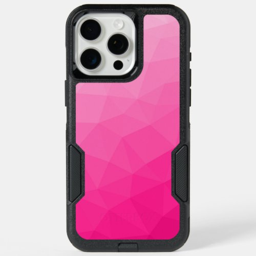 Hot pink ombre gradient geometric mesh pattern iPhone 15 pro max case