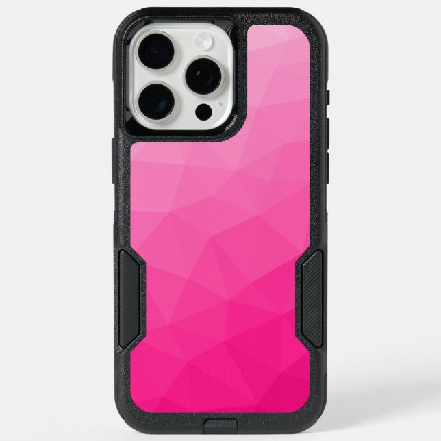 Hot pink ombre gradient geometric mesh pattern otterbox iPhone case (Back)