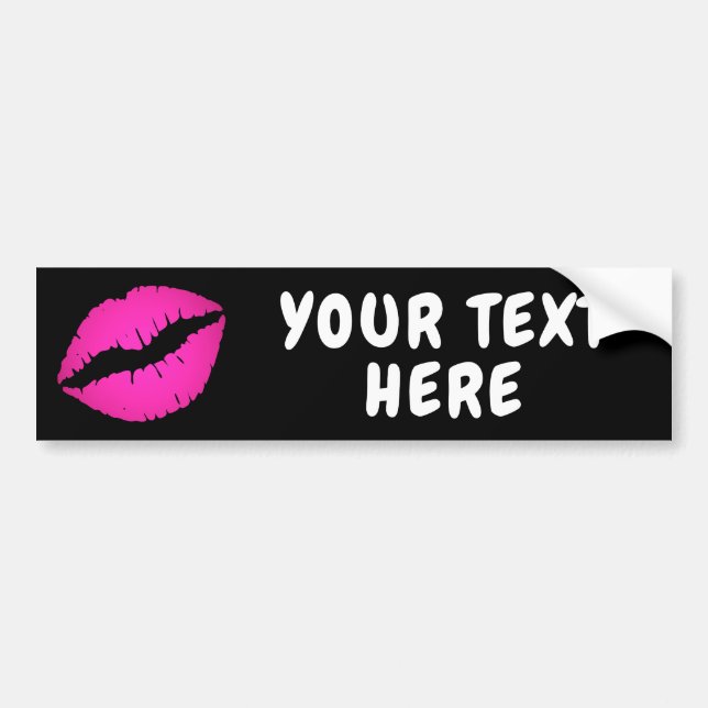 Hot Pink Ombre Lipstick Black Bumper Sticker (Front)