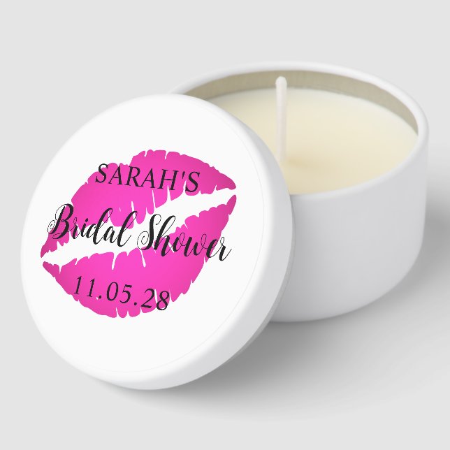 Hot Pink Ombre Lipstick Bridal Shower Mini Candle Favors (Corner)