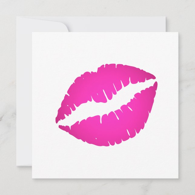 Hot Pink Ombre Lipstick Kiss Blank Invitation (Front)