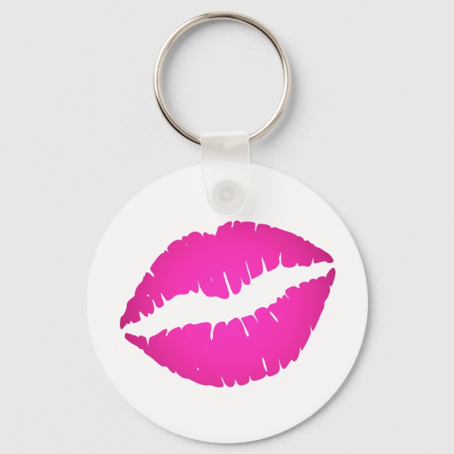 Hot Pink Ombre Lipstick Kiss Keychain (Front)