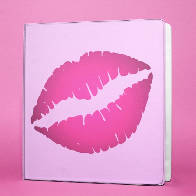Hot Pink Ombre Lipstick Kiss on Light Pink Binder (Creator Uploaded)