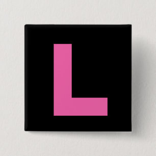 Hot Pink On Black Hen Night L Plate Badge Button