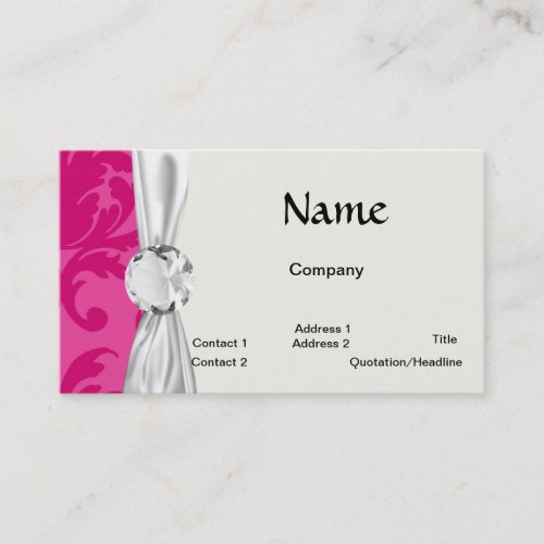 hot pink on pink chic damask pattern business card template