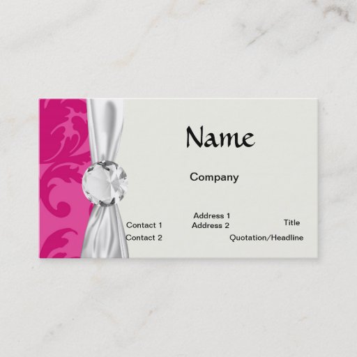 Customizable hot pink on pink chic damask pattern business card template