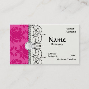hot pink on pink chic damask pattern business card