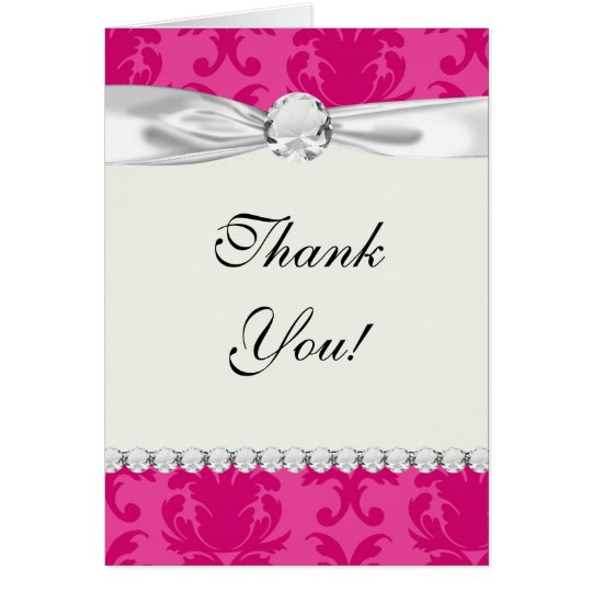 hot pink on pink chic damask pattern card