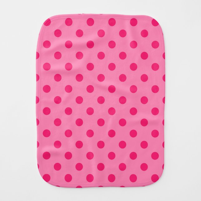 Hot Pink On Pink Polka Dots Pattern Design Baby Burp Cloth (Front)