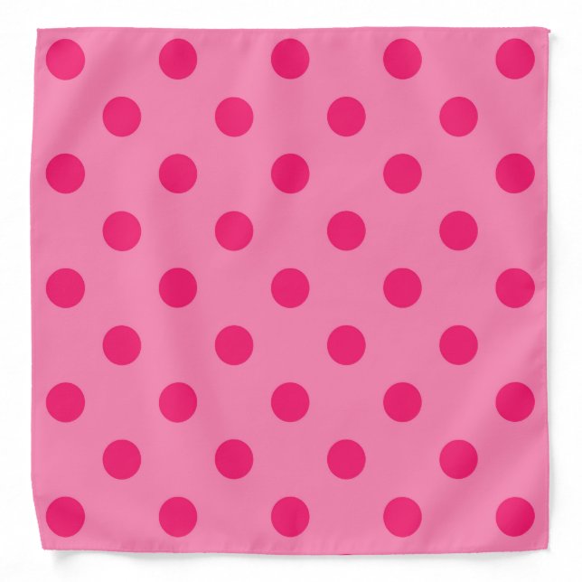 Hot Pink On Pink Polka Dots Pattern Design Bandana (Front)