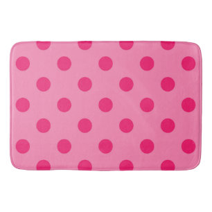 Hot Pink On Pink Polka Dots Pattern Design Bath Mat
