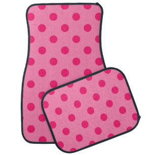 Hot Pink On Pink Polka Dots Pattern Design Car Floor Mat