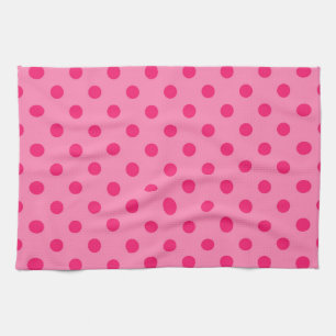 Hot Pink On Pink Polka Dots Pattern Design Kitchen Towel