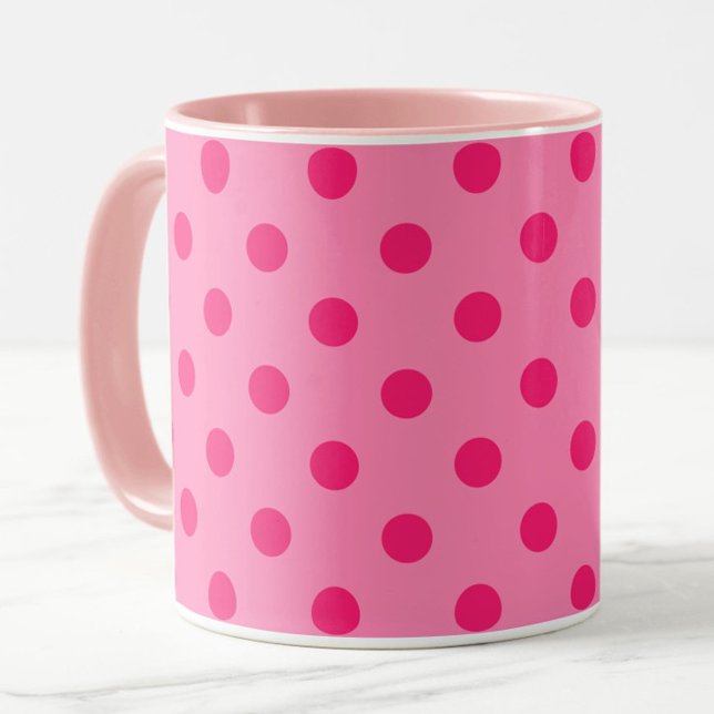 Hot Pink On Pink Polka Dots Pattern Design Mug (Creator Uploaded)