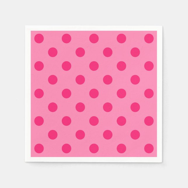 Hot Pink On Pink Polka Dots Pattern Design Napkins (Front)