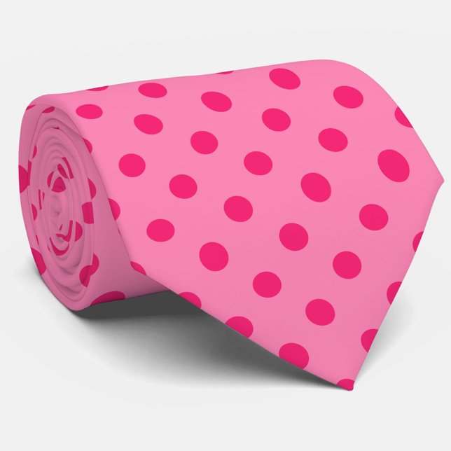 Hot Pink On Pink Polka Dots Pattern Design Neck Tie (Creator Uploaded)