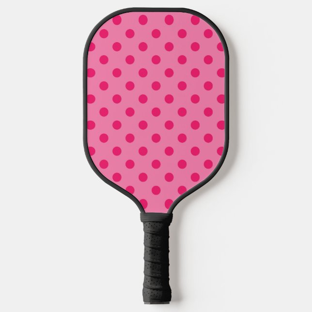 Hot Pink On Pink Polka Dots Pattern Design Pickleball Paddle (Front)