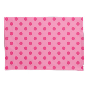 Hot Pink On Pink Polka Dots Pattern Design Pillow Case
