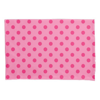 Hot Pink On Pink Polka Dots Pattern Design Pillow Case