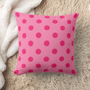 Hot Pink On Pink Polka Dots Pattern Design Throw Pillow