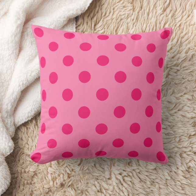 Hot Pink On Pink Polka Dots Pattern Design Throw Pillow (Creator Uploaded)