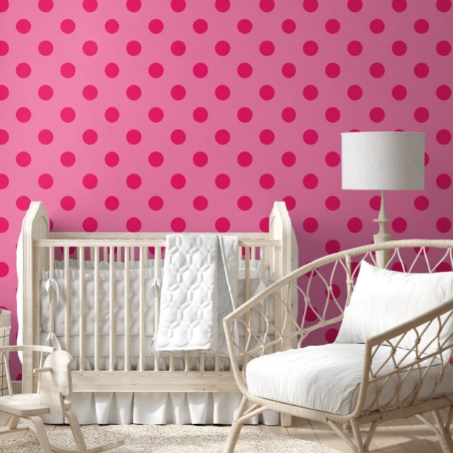 Hot Pink On Pink Polka Dots Pattern Design Wallpaper (Creator Uploaded)