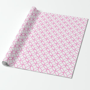 Hot Pink on White Overlapping Circles Wrapping Paper
