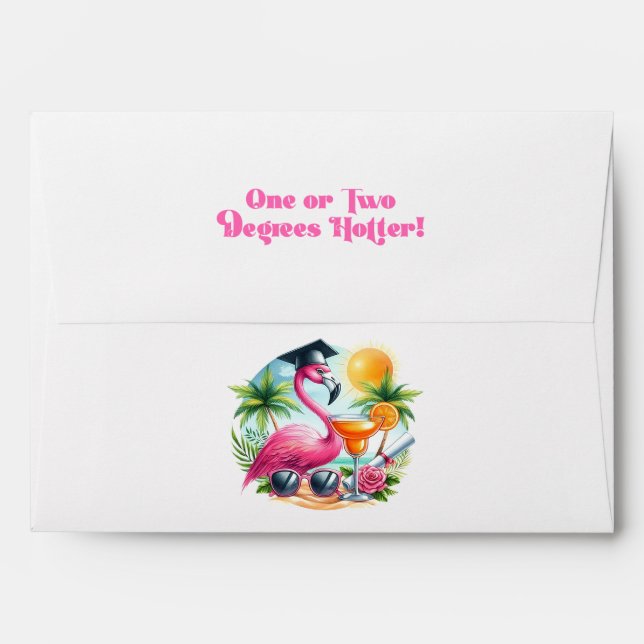 Hot-Pink "One or Two Degrees Hotter" Graduation Envelope (Back (Top Flap))