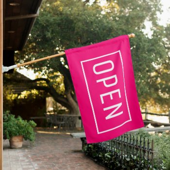 Hot Pink Open Sign Flag by InkWorks at Zazzle