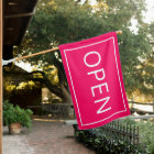 Hot Pink Open Sign Modern Minimal Business Flag