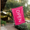 Hot Pink Open Sign Modern Minimal Business Flag