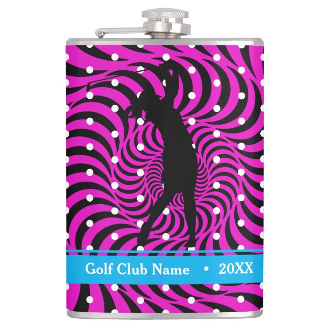 Hot Pink Opti-Dot "Birdie Juice" Bottle Flask (Front)