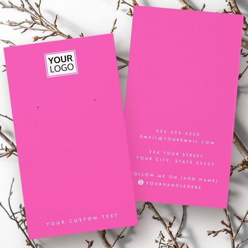 Hot pink or any color logo earring display card