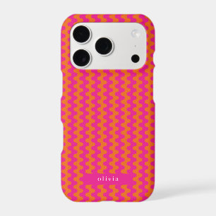 Hot Pink Orange Bold Wavy Pattern With Name iPhone 17 Pro Case